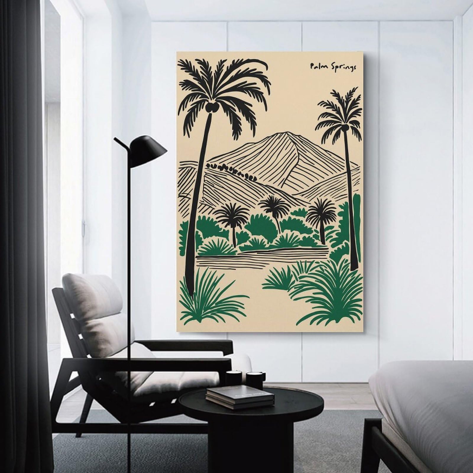 Junmoney Unframe-Style-11 Canvas Wall Decor Palm Springs Landscape Illustration, 20X30inch(50X75cm), For Flats, Guest Rooms Or Compact Rooms, A Simple Refresh For Blank Walls