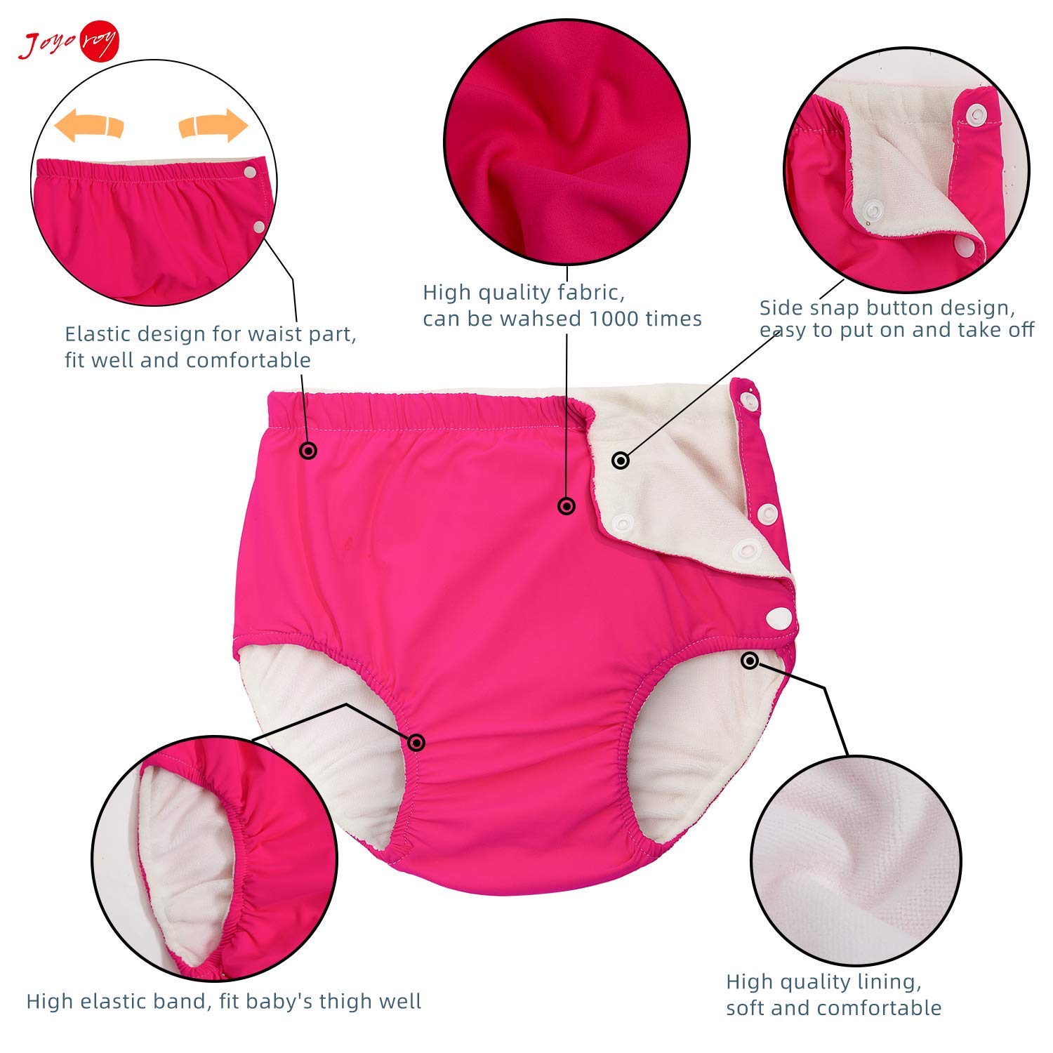Joyo roy Reusable Swim Diapers Size 4 Toddler Swim Diaper Baby Cloth Swimming Diapers Size 4 Washable Piscina para Bebes Water Diapers 4T with Snaps Waterproof Pool Essentials for Boys and Girls - Image 2