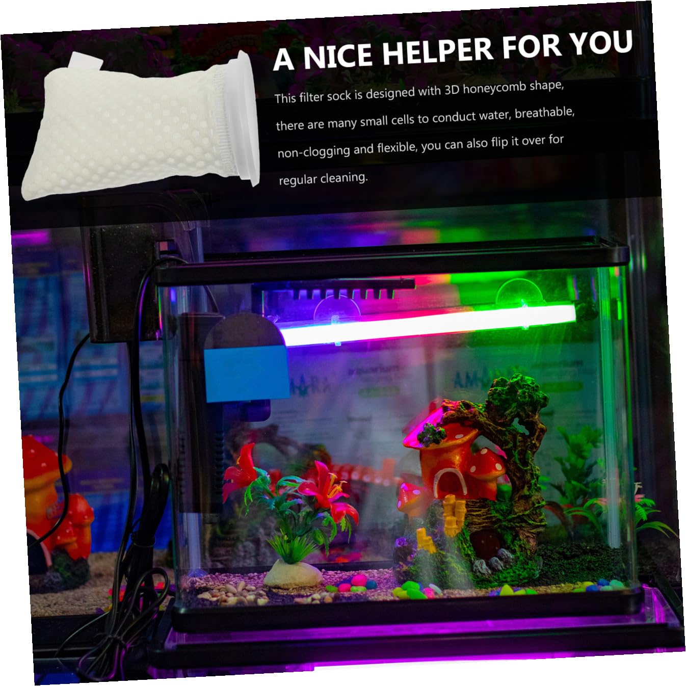 UPKOCH 11piezas Calcetines Filtro para Pecera Filtro De Panal Lavable para Acuario De Diseño De Panal Accesorio De Suministros para Pecera