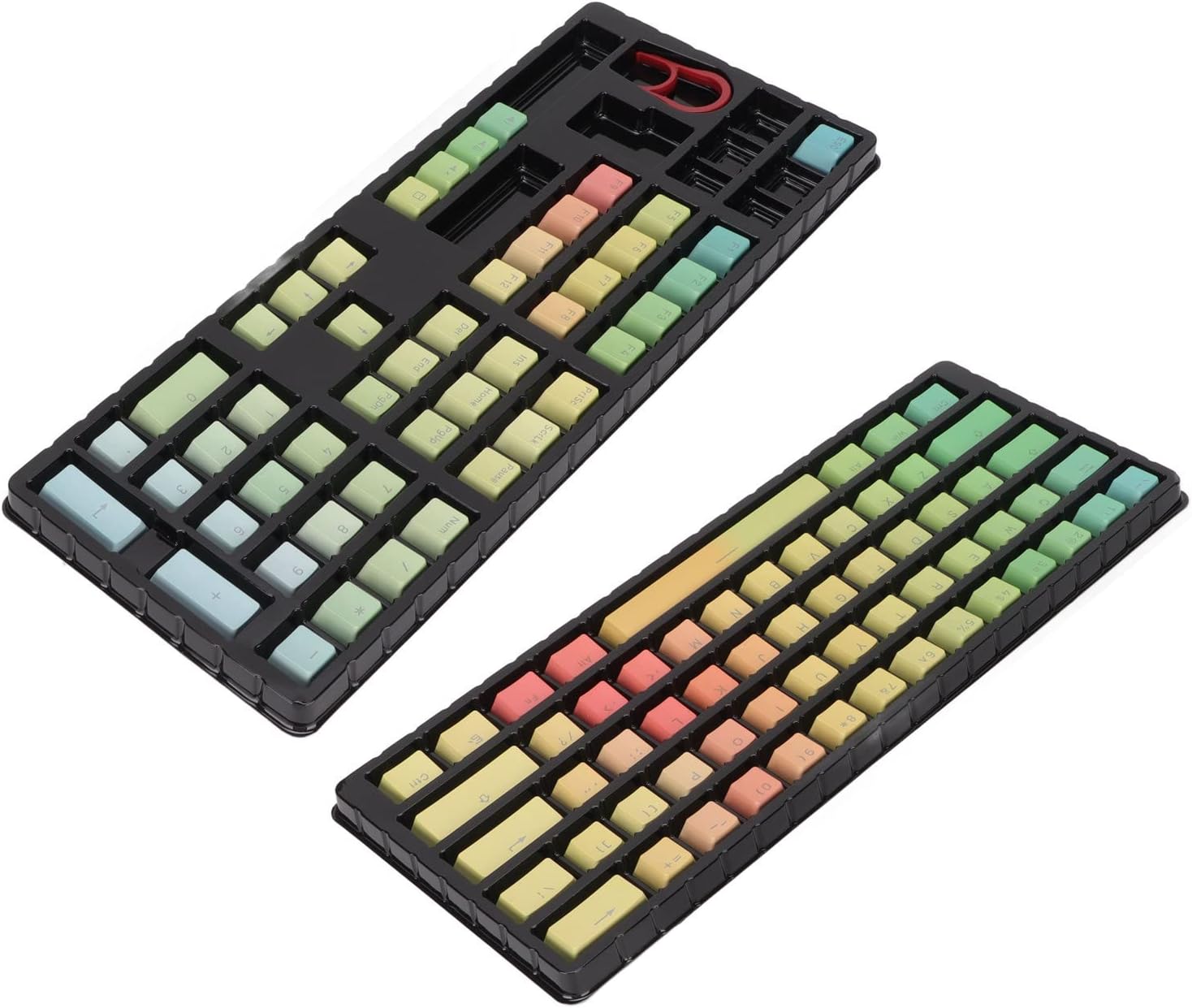 PBT Translucent Sublimation Rainbow Gradient Keycaps, Mechanical Keyboard Keycaps Set for 108/87/61 Key Universal Layout with Backlit Characters and Ergonomic Profile