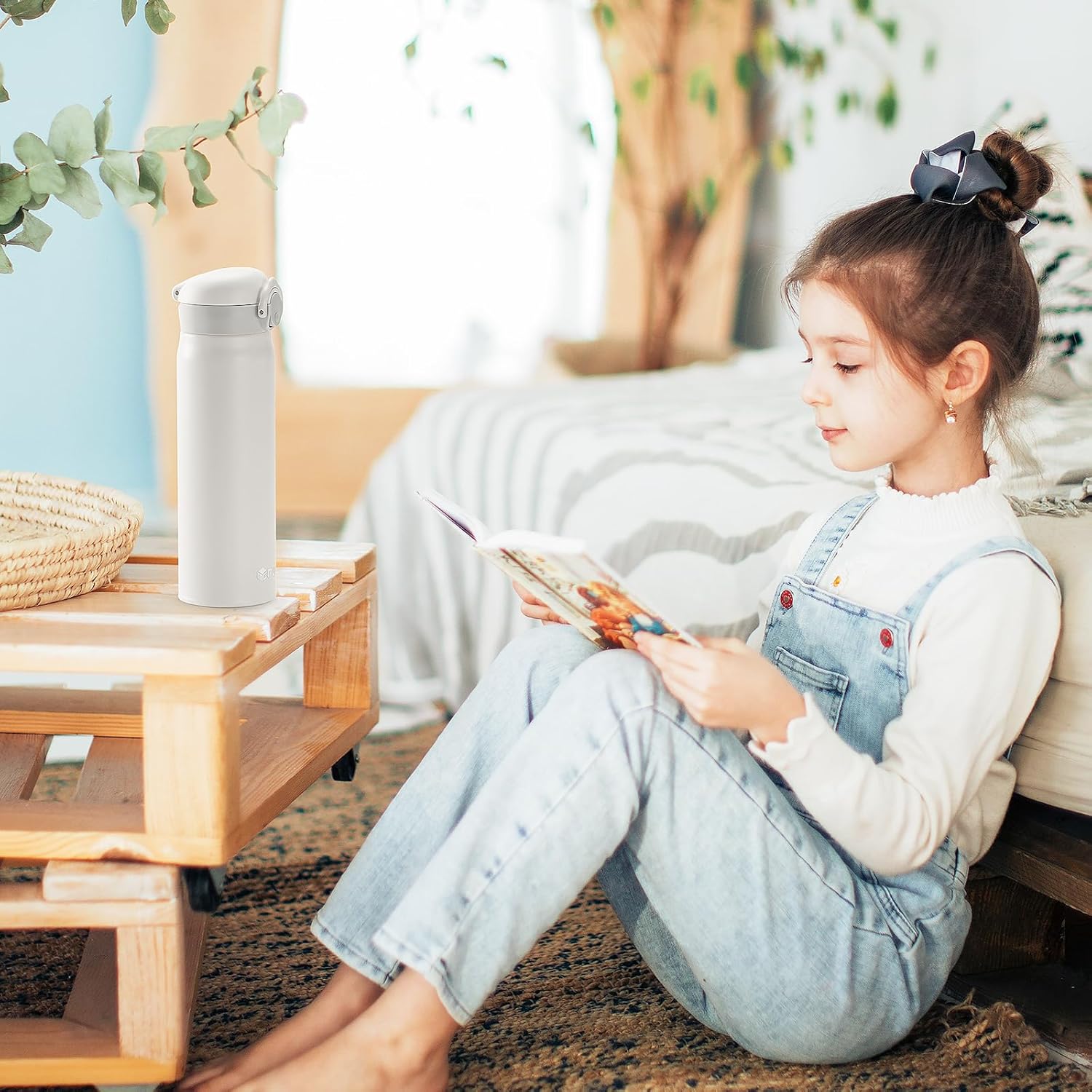 17 oz / 500 ml Insulated Water Bottle, Stainless Steel Thermo Coffee Travel Mug, Thermal Cup with Snap Flip Lid, BPA Free for Hot and Cold Drinking, White - Image 8