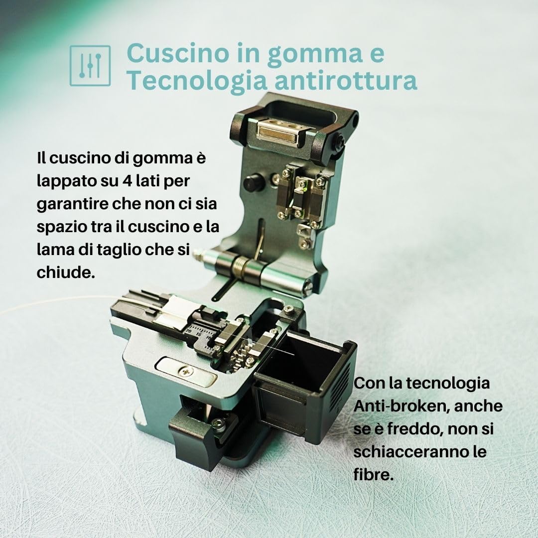 9C+ Mannaia per fibra ottica con lama a rotazione automatica Funzionamento con una sola mano, Taglierina Fibra Ottica con materiale di alluminio 24 punti di taglio 48000 volte di taglio