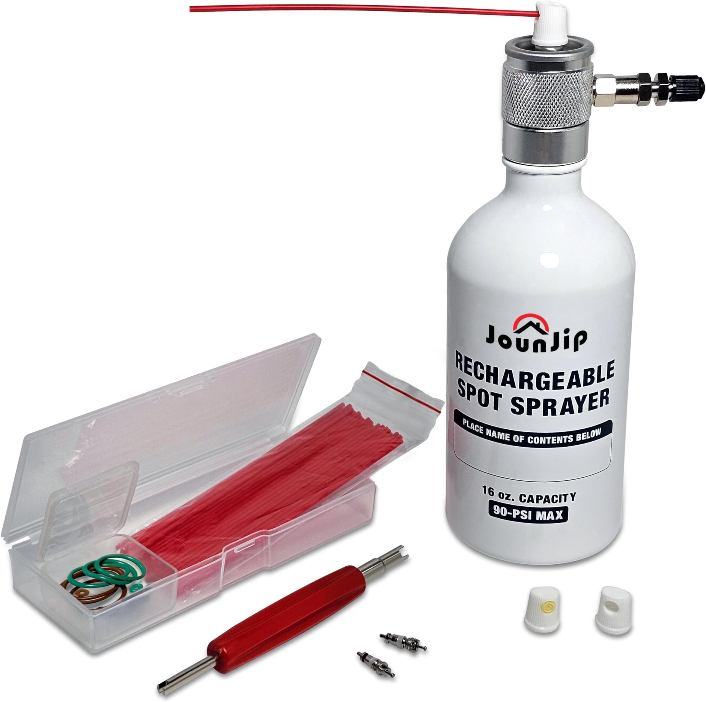 JOUNJIP Refillable Non Aerosol Compressed Air Spray Bottle- Pressurized Sprayer, Aluminum Can Sprayer for Automotive, Cleaning and Lubrication- 16 oz (Empty Bottle)