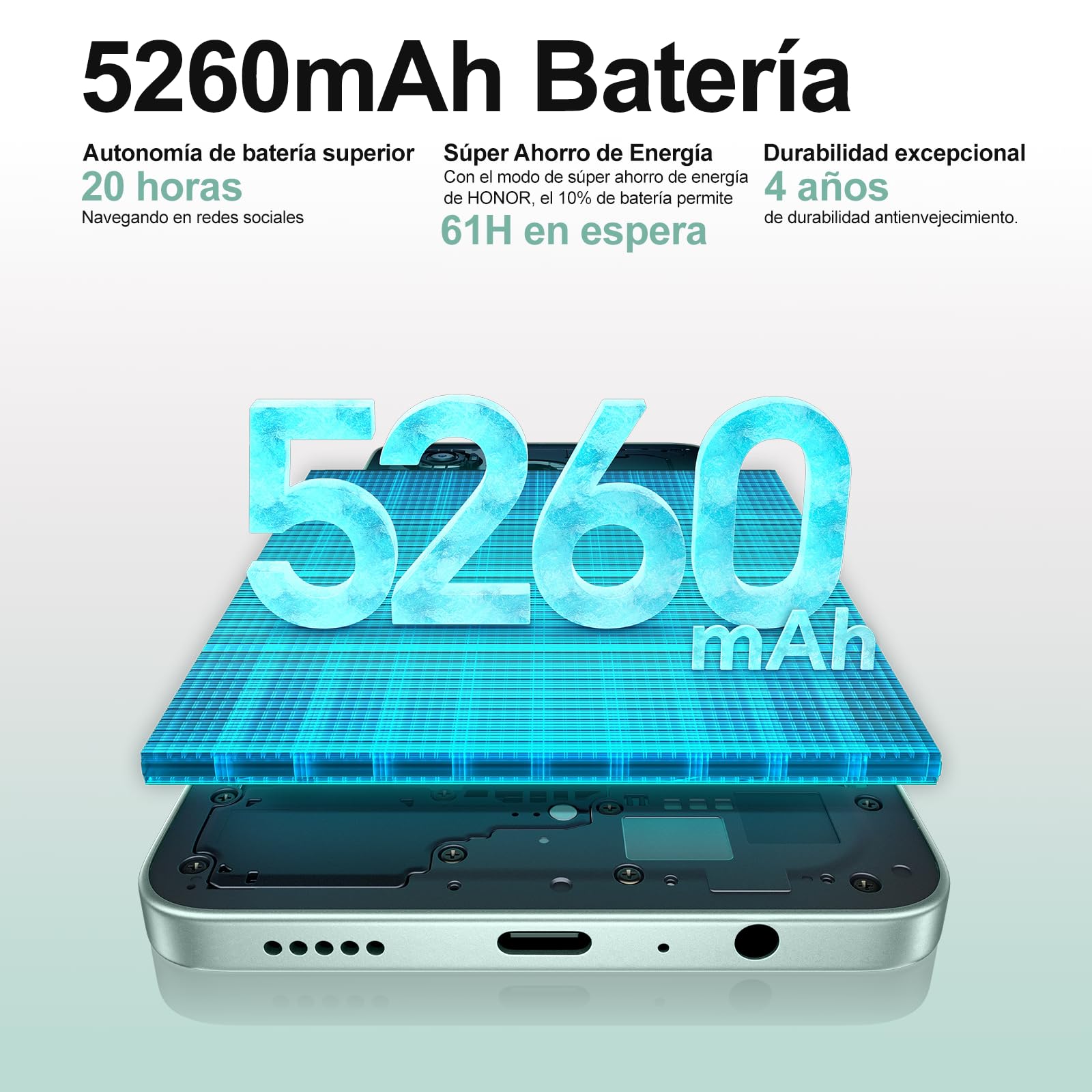 HONOR X5c Plus Smartphone, Pantalla Brillante de 6,74 Pulgadas 90Hz, Batería de Larga Duración 5130 mAh, 256GB, Cámara Doble 50 MP Ultraclara, Procesador de 8 Núcleos, Dual SIM, Android 15