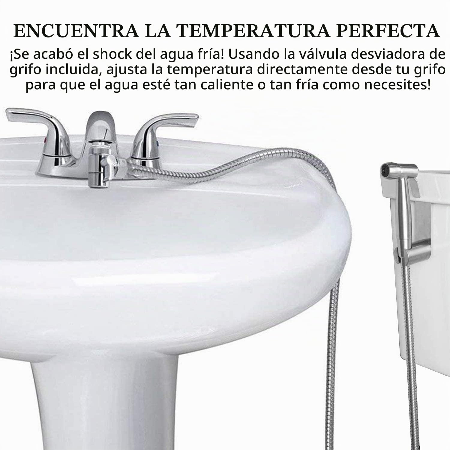 Ducha para Lavabo con Manguera 59" para Mascotas - Alcachofa de Baño para Lavar el Cabello o Limpiar el Fregadero con Válvula