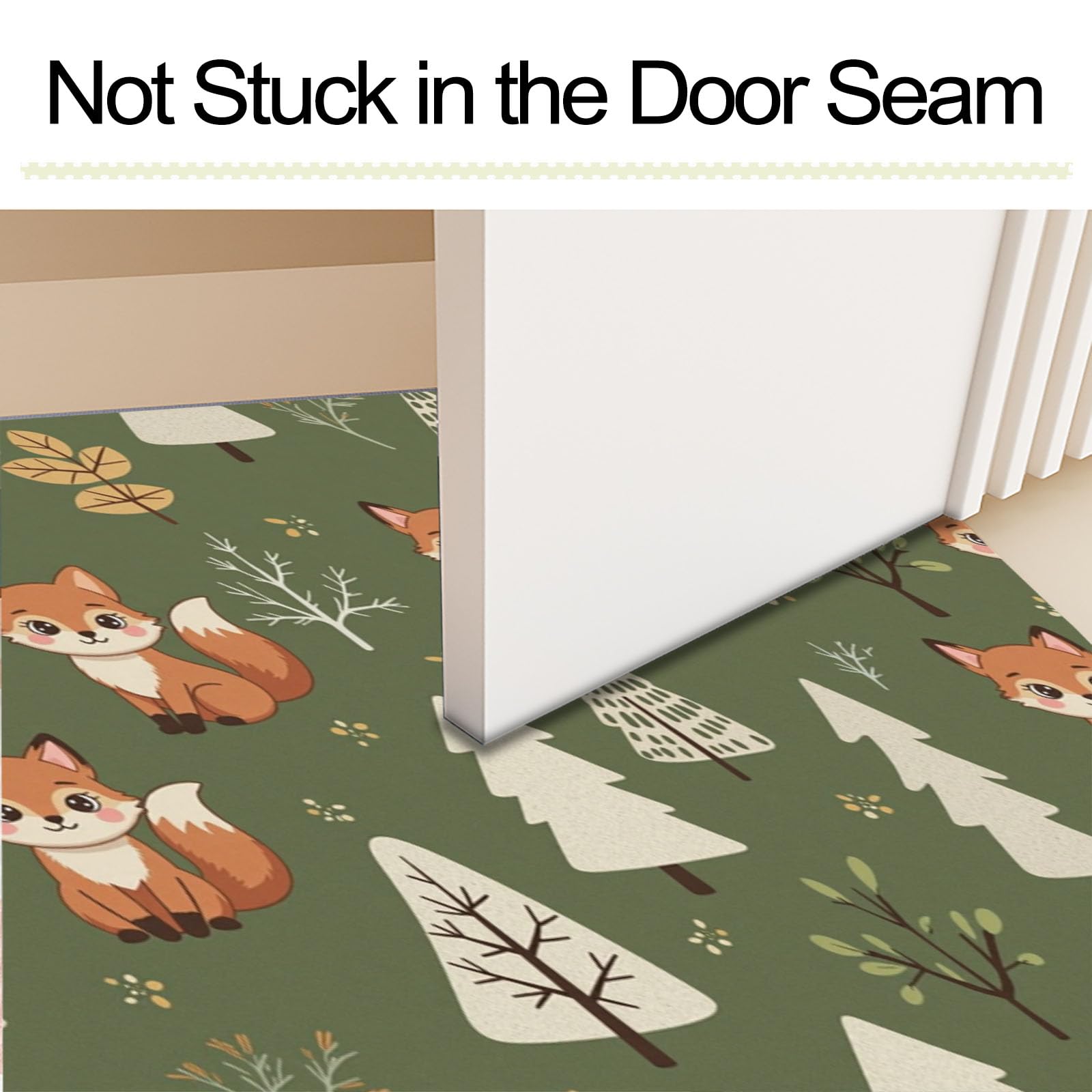 Felpudo Entrada Casa Árboles De Zorro 60x120cm | Alfombra de Puerta Animales Sencillos del Bosque, Felpudo de Bienvenida, Antideslizante, Alfombra Decorativa de Perfil bajo para Pasillo y Sala