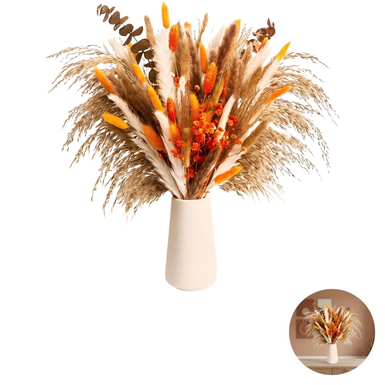 Pampasgras-Bouquet, 17,5 in mehrfarbiges Trockenblumenarrangement, Boho-Pampasgras-Deko für Zuhause, Hochzeit und Party, mit weichen Farbtönen und Mehreren Farboptionen