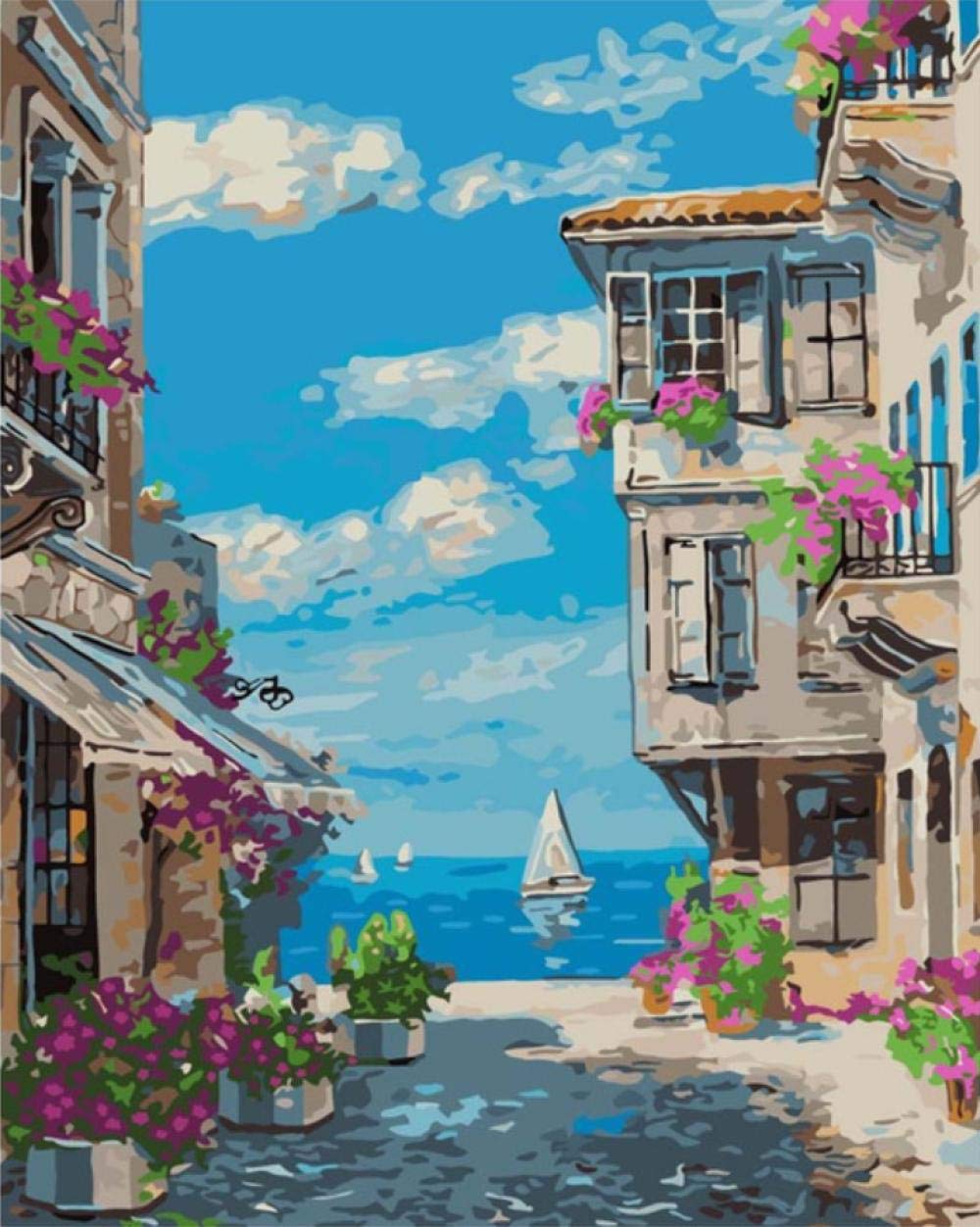 Peinture par numéros paysage urbain pour décorer votre salon chaleureux