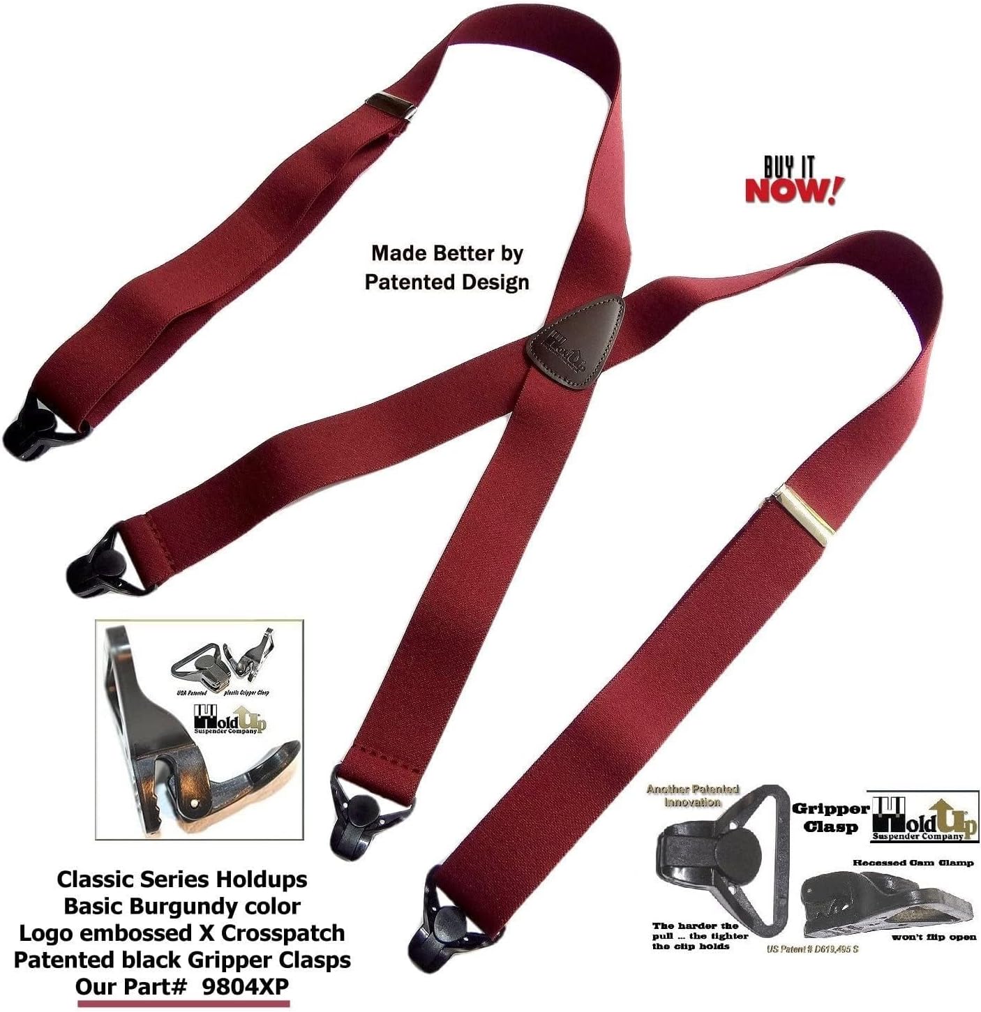Holdup 1 1/2" wide Classic Series Suspenders for Men with Patented Gripper Clasp - Image 7