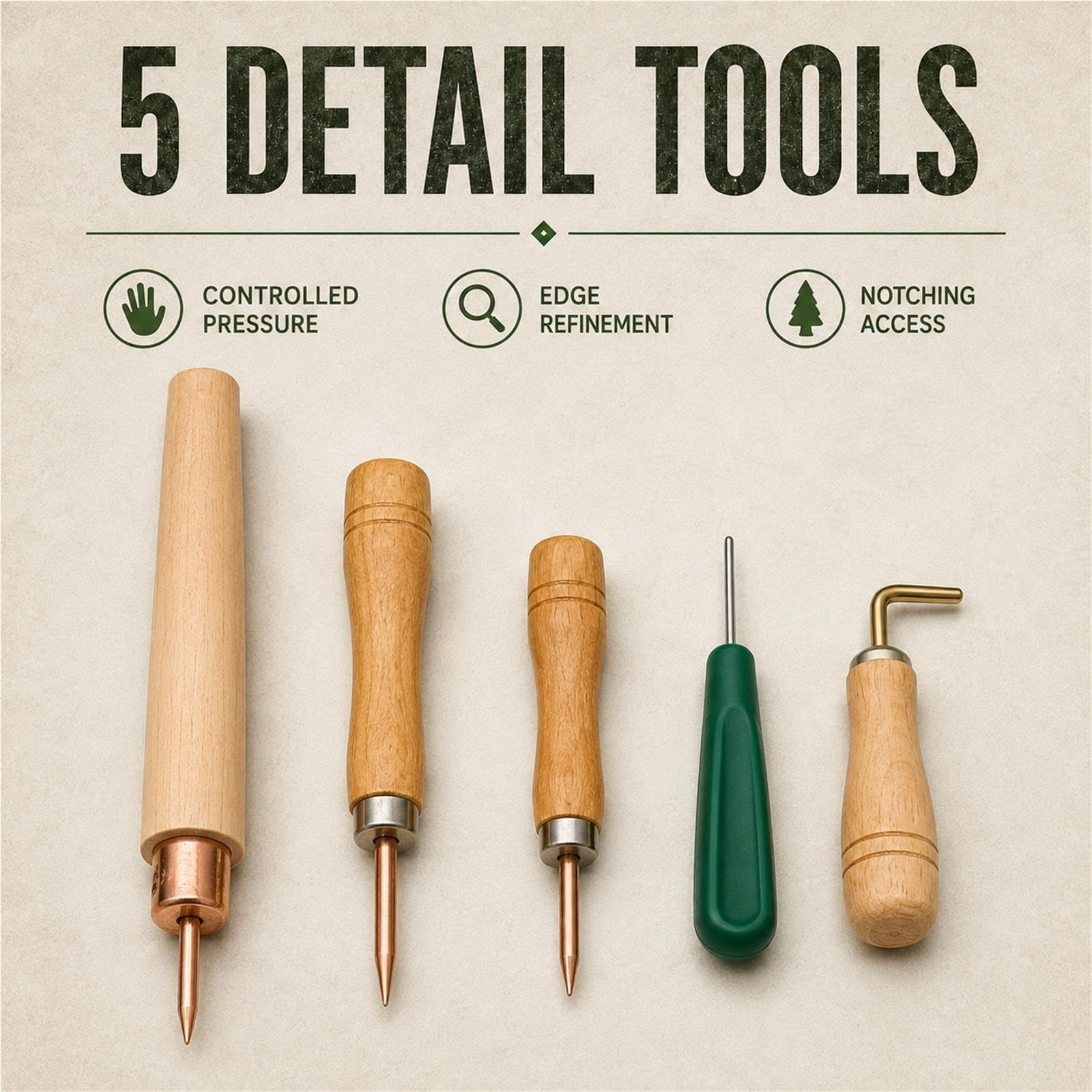 Kit de talla de sílex con percutores de cobre y retocadores para artesanos