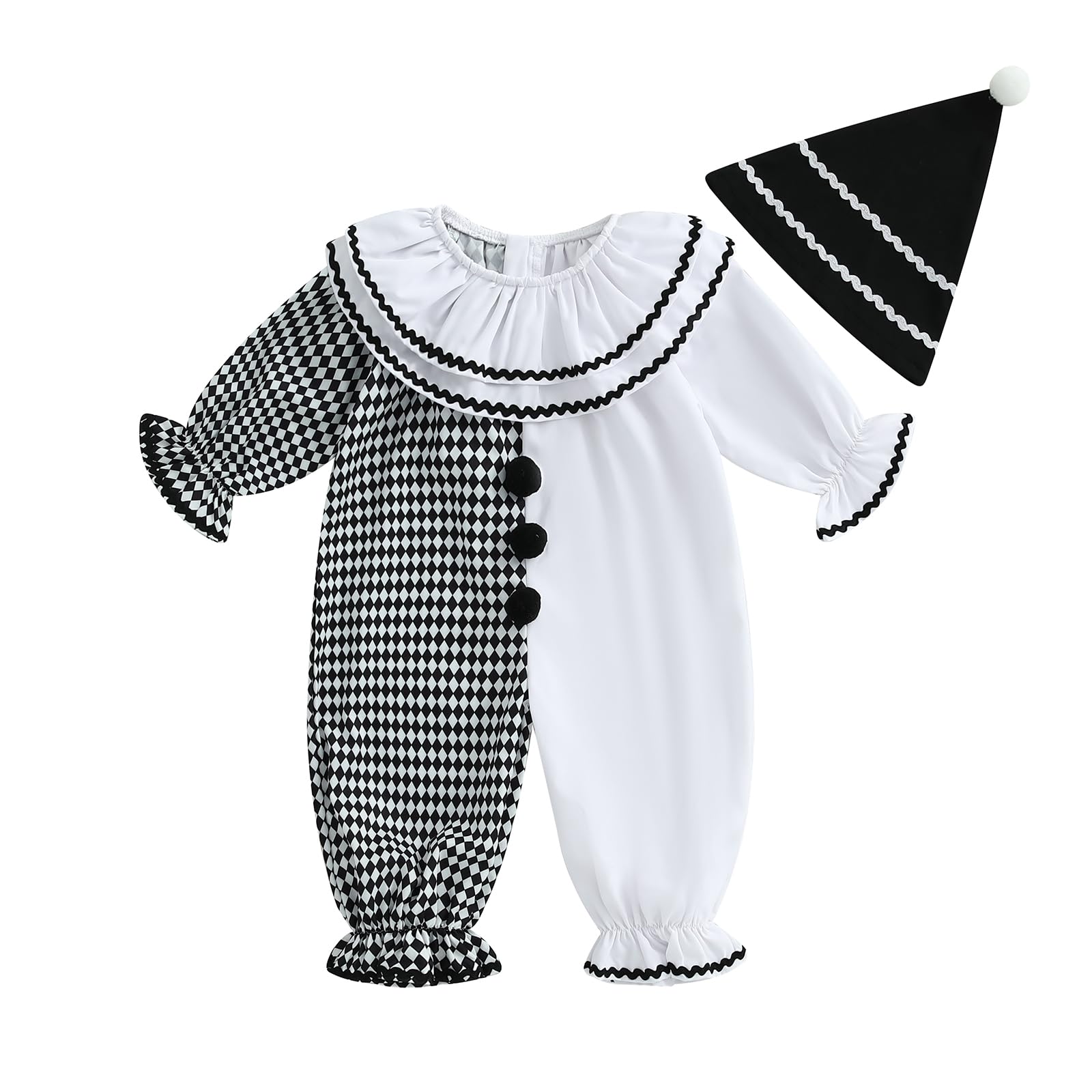 Nsywmzy Baby Girls Clown Outfit Halloween Long Sleeve Romper Dress