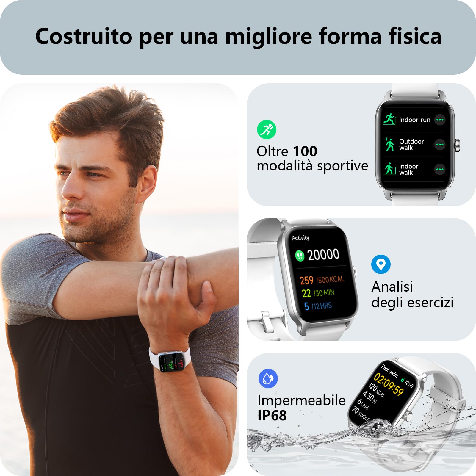 Smartwatch Donna Rispondi/Effettua Chiamate e Alexa, 1.8" Orologio Smartwatch SpO2/Frequenza Cardiaca/Sonno/Stress, Contacalorie/Passi/Distanza, 120 Modalità Sport, Orologio Fitness IP68 Regalo Donna