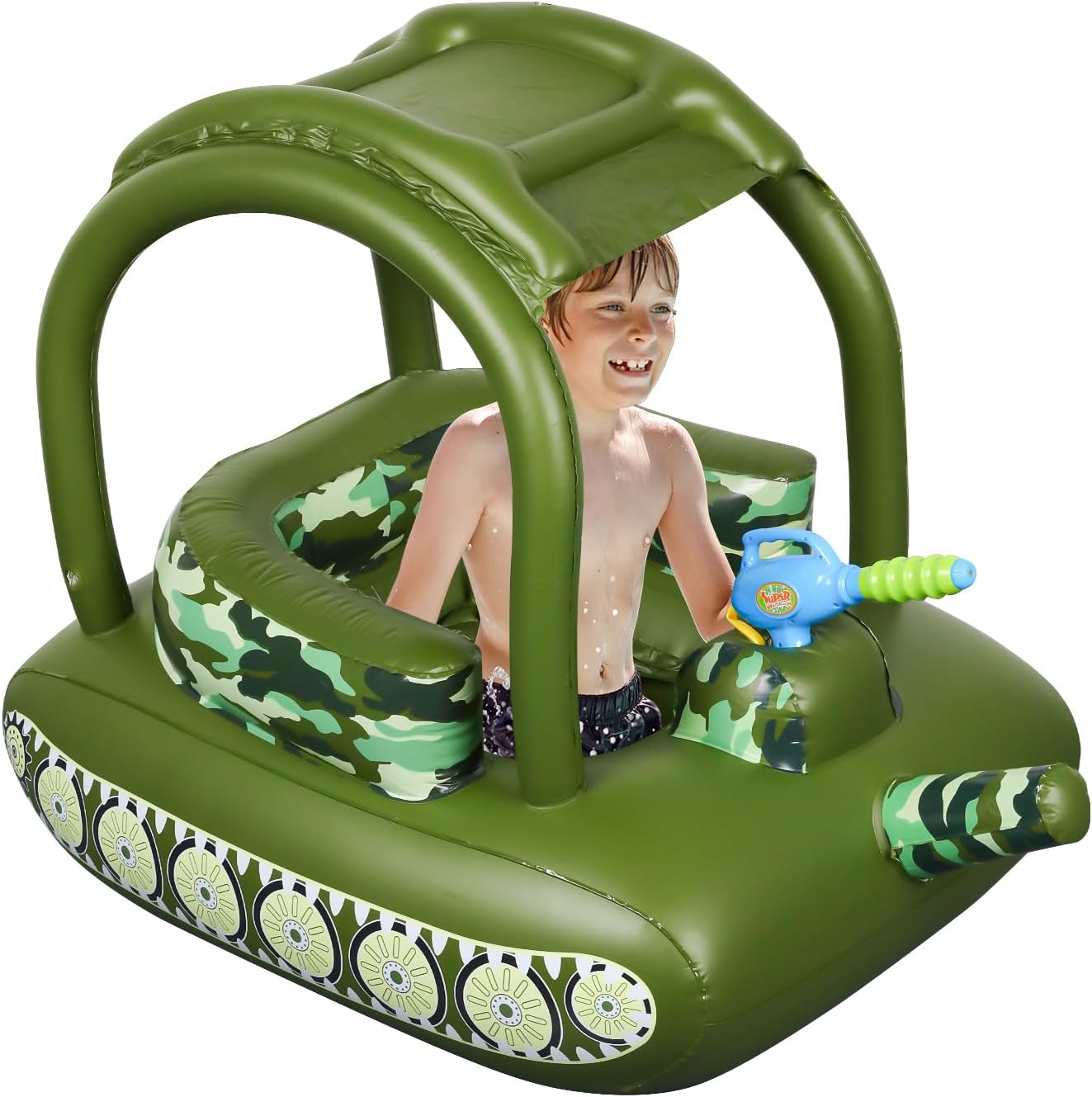 EKEPE Tank Pool Floats with Canopy, Inflatable Pool Floats with Water Cannon, Pool