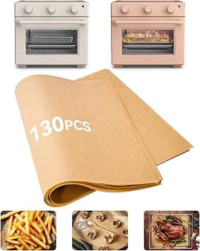130PCS Air Fryer Paper Liners Compatible with bella Air Fry Toaster Oven | Disposable Parchment Paper Sheets for Air Frying Baking Roasting, Air Fryer Toaster Oven Accessories