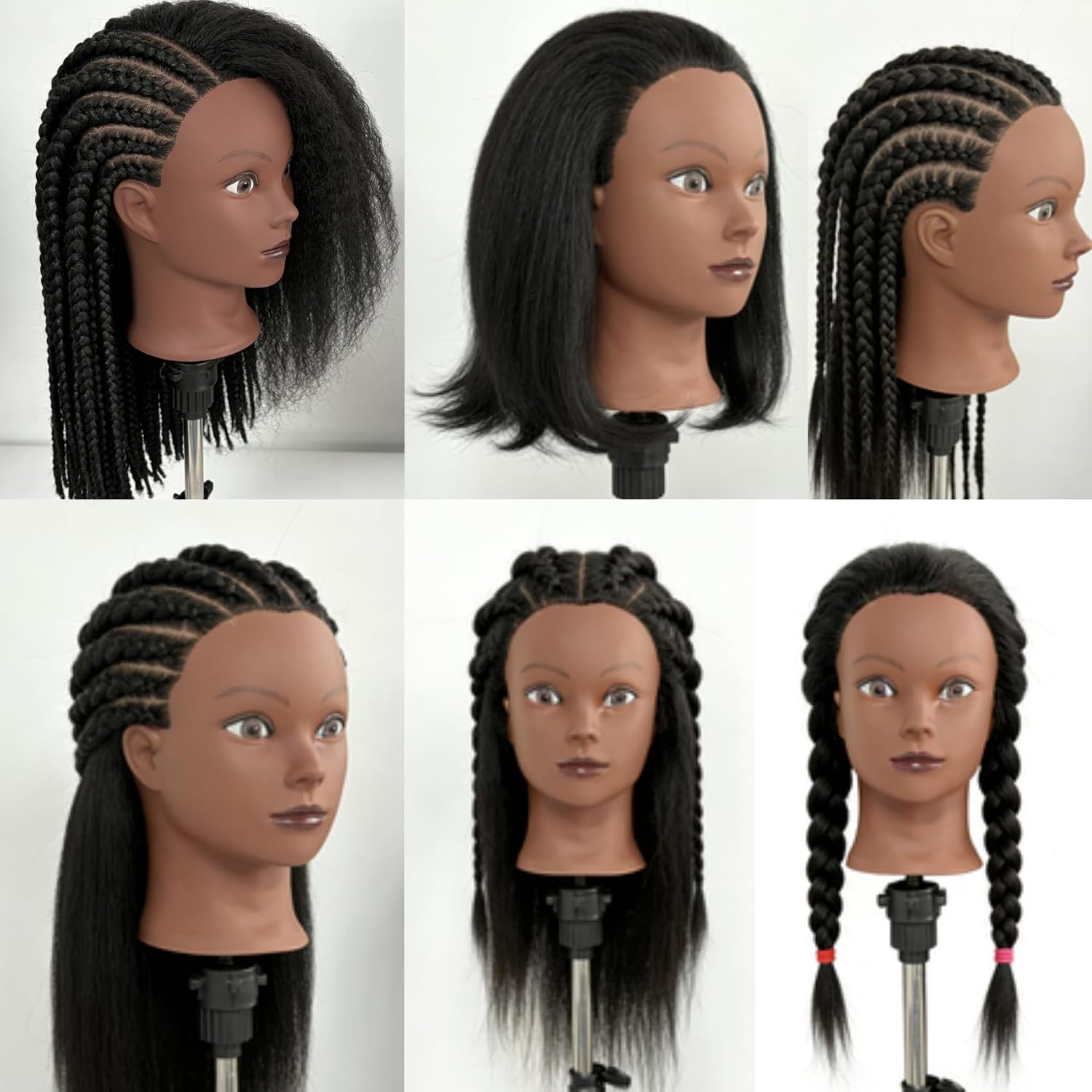 Mannequin Head with 100% Real Hair Female Practice Mannequin Head for Braiding Hair Styling Practice Kit