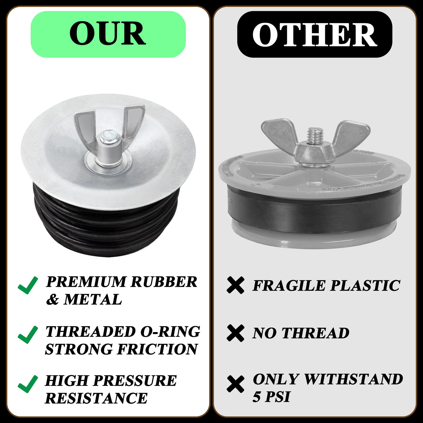 Boat Drain Plug Expandable Rubber Pipe Plug - Fits 3-9/16\, image size:1600x1600