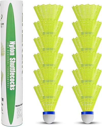 Goose Feather Badminton Shuttlecocks,12 Pack Nylon Feather Badminton Birdies-Hight Speed Training Birdie Ball for Indoor and Outdoor Matches,Highly