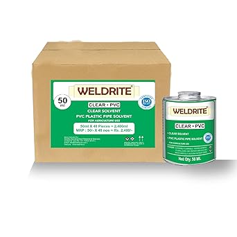 PVC Clear Solvent Cement (48 Pieces x 50ml) | PVC Plastic Pipe Solvent | Weldrite