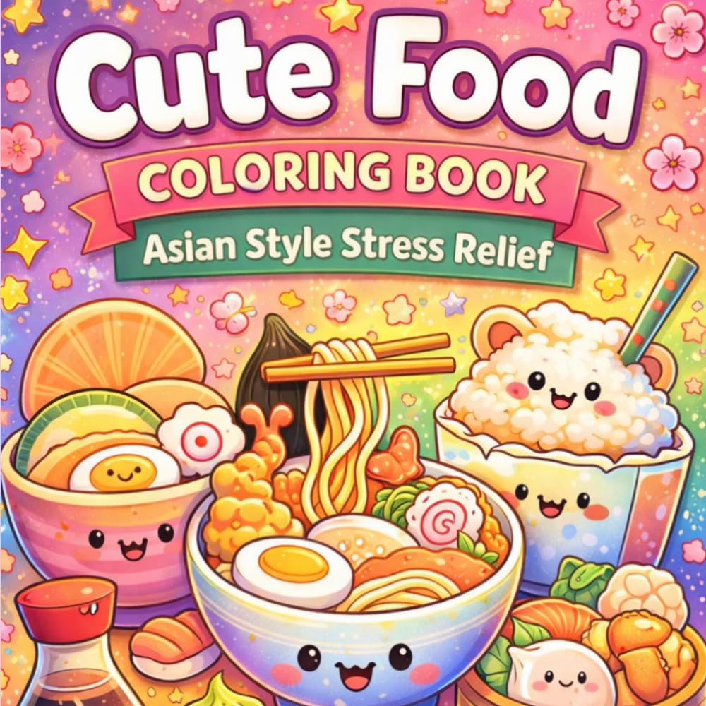 Cute Food - Coloring Book: Asian Style Stress Relief