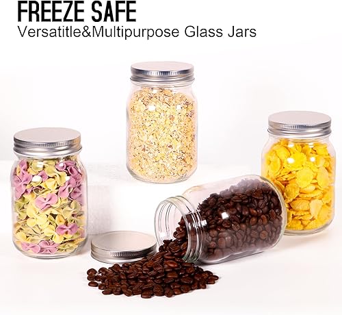 Miniatura 6 de BEWAVE Tarros de vidrio Mason de 8.5 onzas, tarros de vidrio transparente con tapas para sellar, tarros de boca regular para almacenamiento de