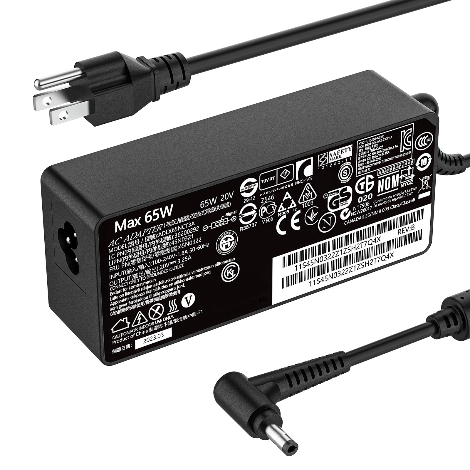 Lewepe 65W 20V 3.25A AC Charger fit for Lenovo IdeaPad 3 5 Flex 4 5 6 1470 1480 1570 1580 Ideapad 110 110s 310 320 330 330s 510 520 530s 710s S145