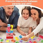 20 Pcs Wooden Number Blocks, Wooden Building Blocks with 15 Pcs Instruction Card, 1-10 Balance Number Block Toys for Kids Age 3+ Numbers Learning