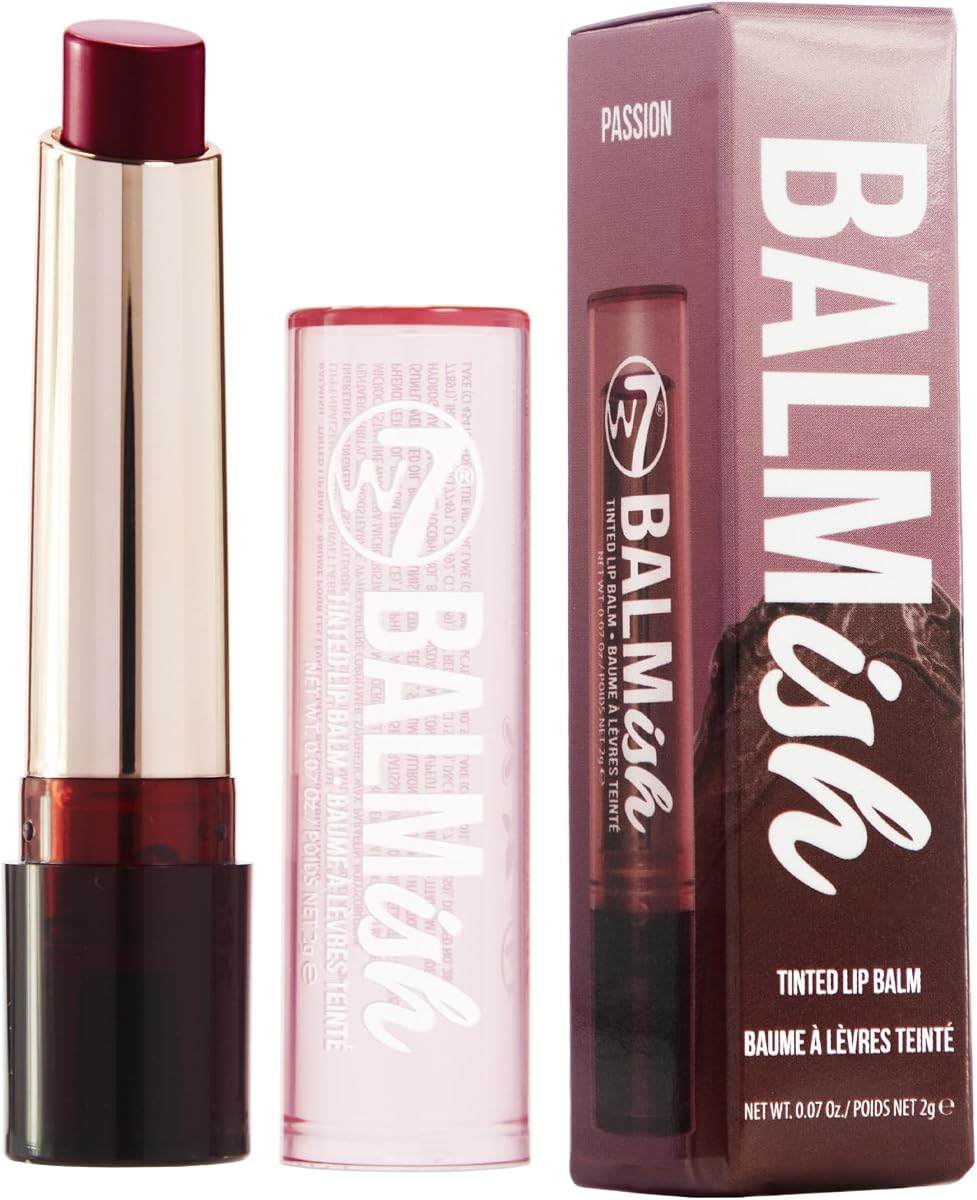 W7 Balmish Tinted Lip Balm - Passion - Sheer Red-Pink | Vitamin E, Shea Butter and Hyaluronic Acid, Hydrating Balm and Tint Hybrid