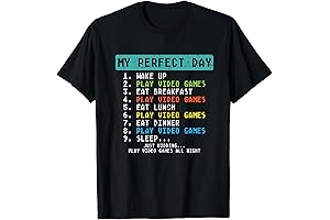 My Perfect Day Play Video Games Funny Gamer Men Boys Kids T-Shirt