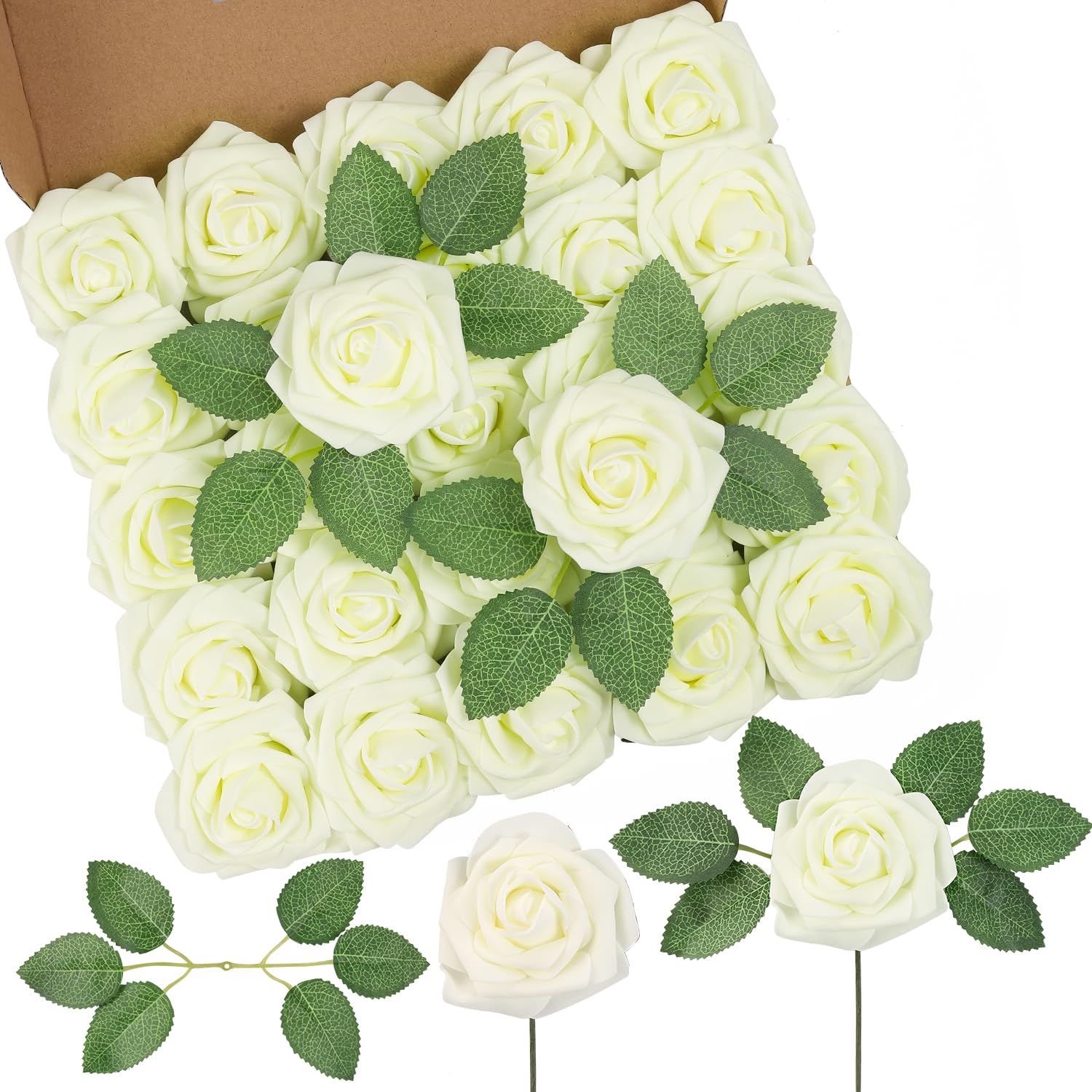 50Pcs Artificial Roses Flowers Fake Roses Head for Wedding Party Home Decor
