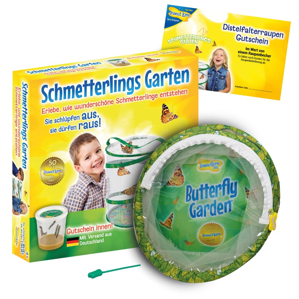 Insect Lore Gutschein Set: Schmetterlingszucht für Kinder & Erwachsene – Schmetterlingsgarten ohne lebende Raupen - Heimische Arten | Raupen züchten - Schmetterlingshabitat für zu Hause ab 3 Jahren