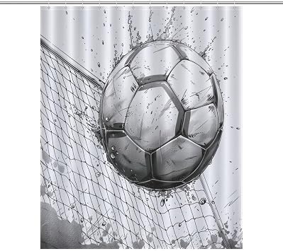 Abstract Soccer Field Shower Curtain, Modern Football Sports Bathroom Curtain for Rustic Farmhouse Bath Decor, 72 x 72 in