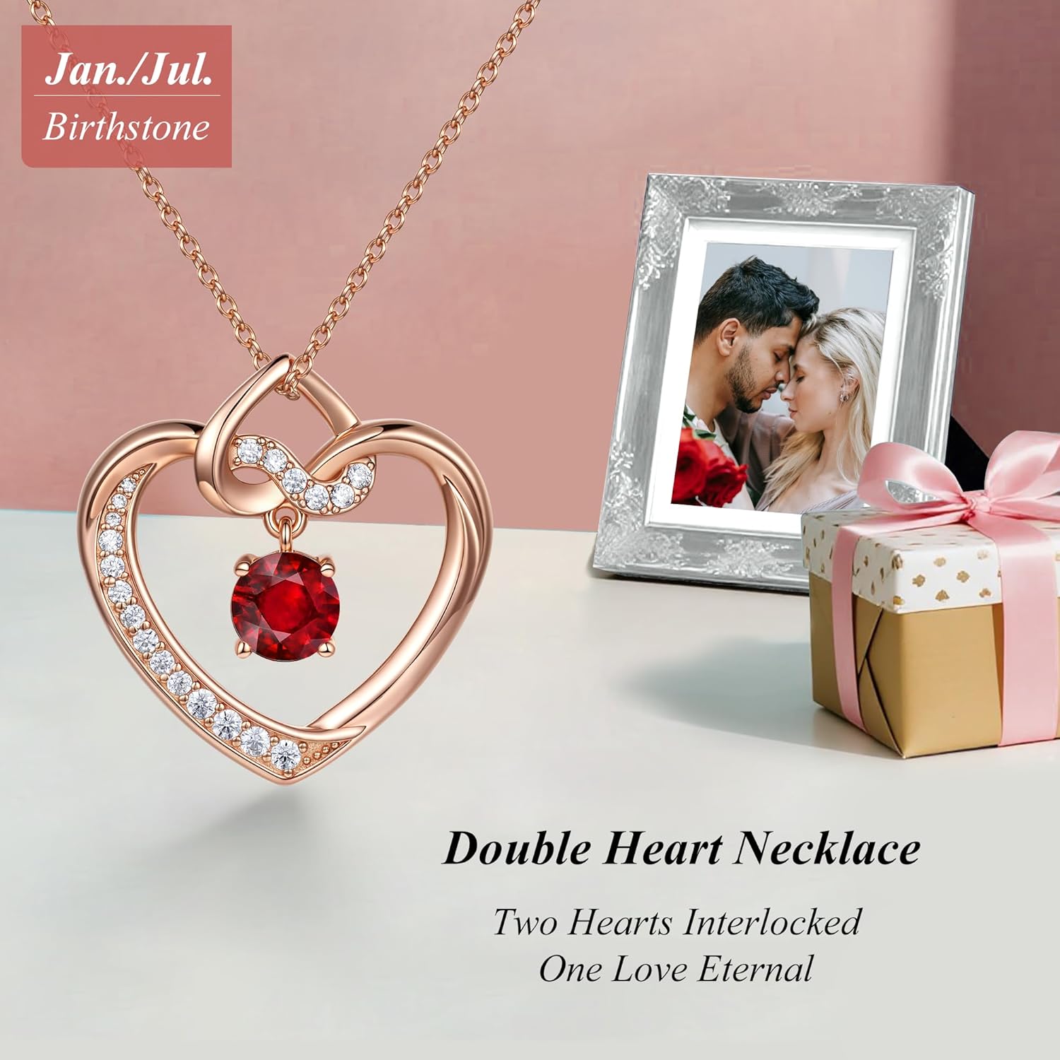 Heart Birthstone Necklaces Gifts for Women Wife, Jewelry for Women Wedding Anniversary Birthday Gifts for Wife Girlfriend Mom Christmas Valentines Gifts S925 Sterling Silver - Image 4