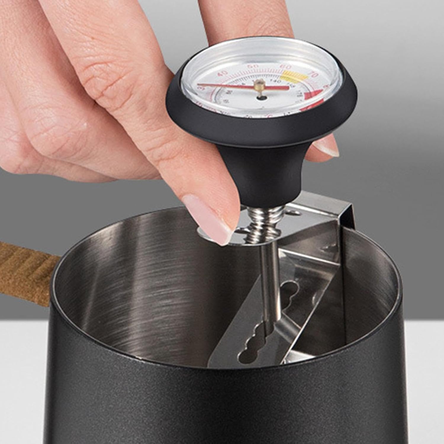Milk Frothing Temperature Meter, Stainless Steel Probe Gauge with Clips