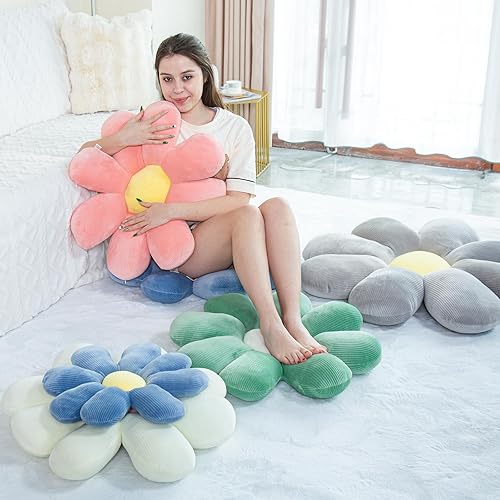 Miniatura 5 de TaiBest Almohada con forma de flor, cojín de asiento en forma de flor, almohada de suelo, bonita decoración de habitación y almohada de felpa (15.7,