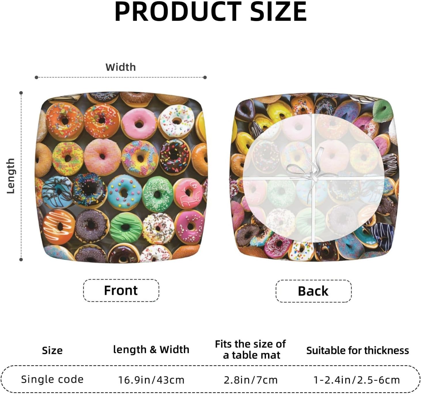 Many Styles of Donuts Print Square Cushion Covers 6 Pcs Set Elastic Non-Slip Seat Cushion Slipcovers Pet Furniture Protectors for Chair, Sofa