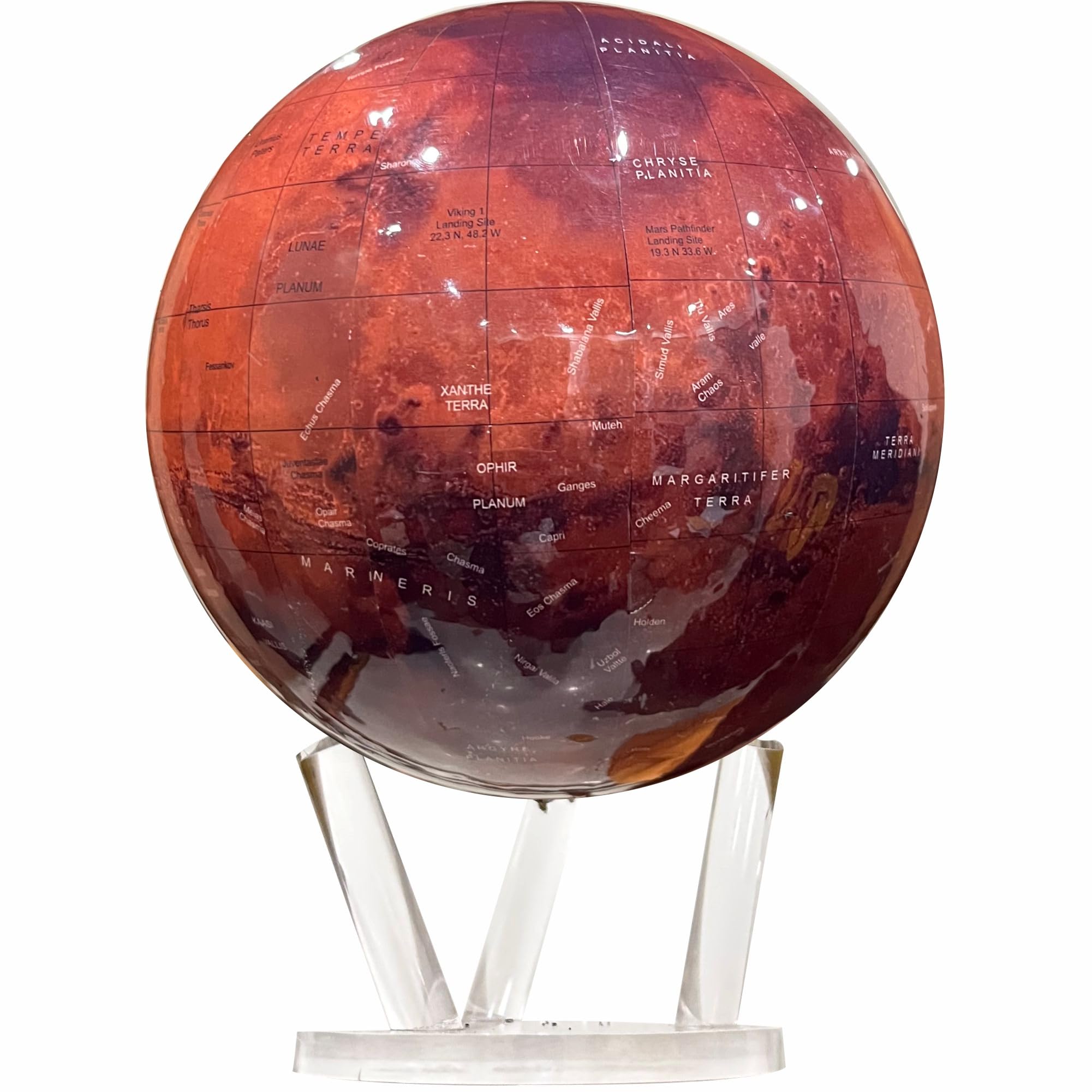 GLOBE DADDY Mars Globe 6 Inch Diameter with Acrylic Base for Science, Office Decoration, Unique Gift Item, Planet Toy, Showpiece - Mars Crater Names Included