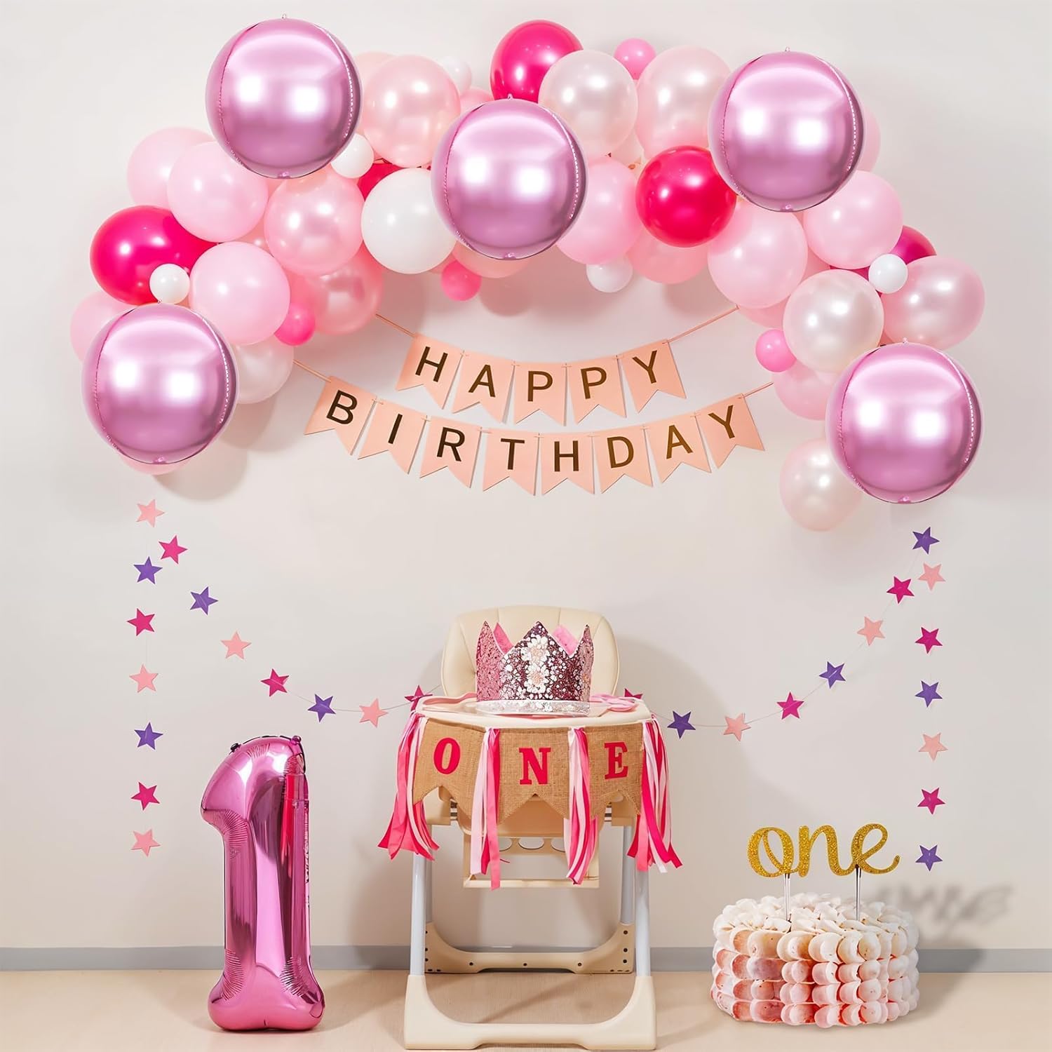Adorely 6Pcs Pink Round Foil Balloons,Giant 4D Round Ball Balloons,22 Inch Metallic Pink Balloon for Valentine's Day Birthday Wedding Graduation Prom Party Decorations