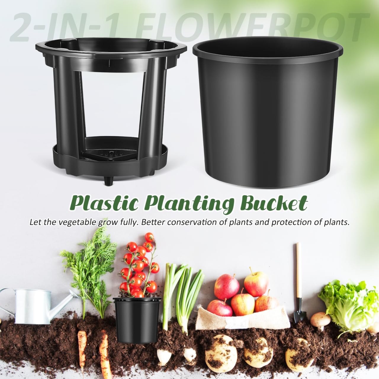 Sosoport Garden Plant Pot Potato Planter Plant Grow Bucket Tomato Groeing Pot with Drainage Hole for Vegetables Fruits Flowers