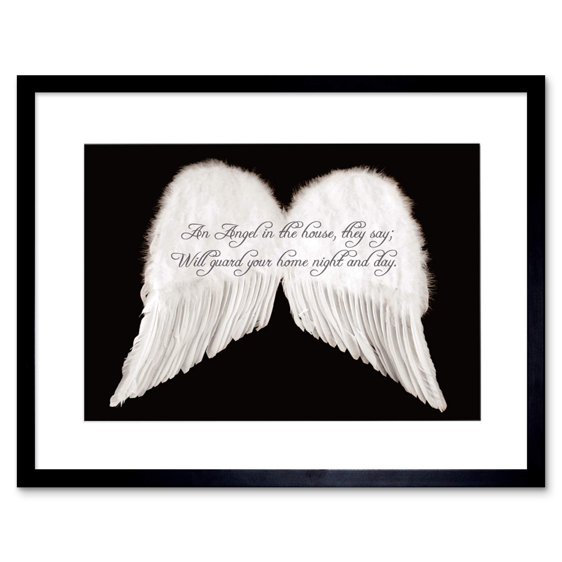 Wee Blue Coo An Angel In The House Wings Quote Motivation Typography Framed Wall Art Print