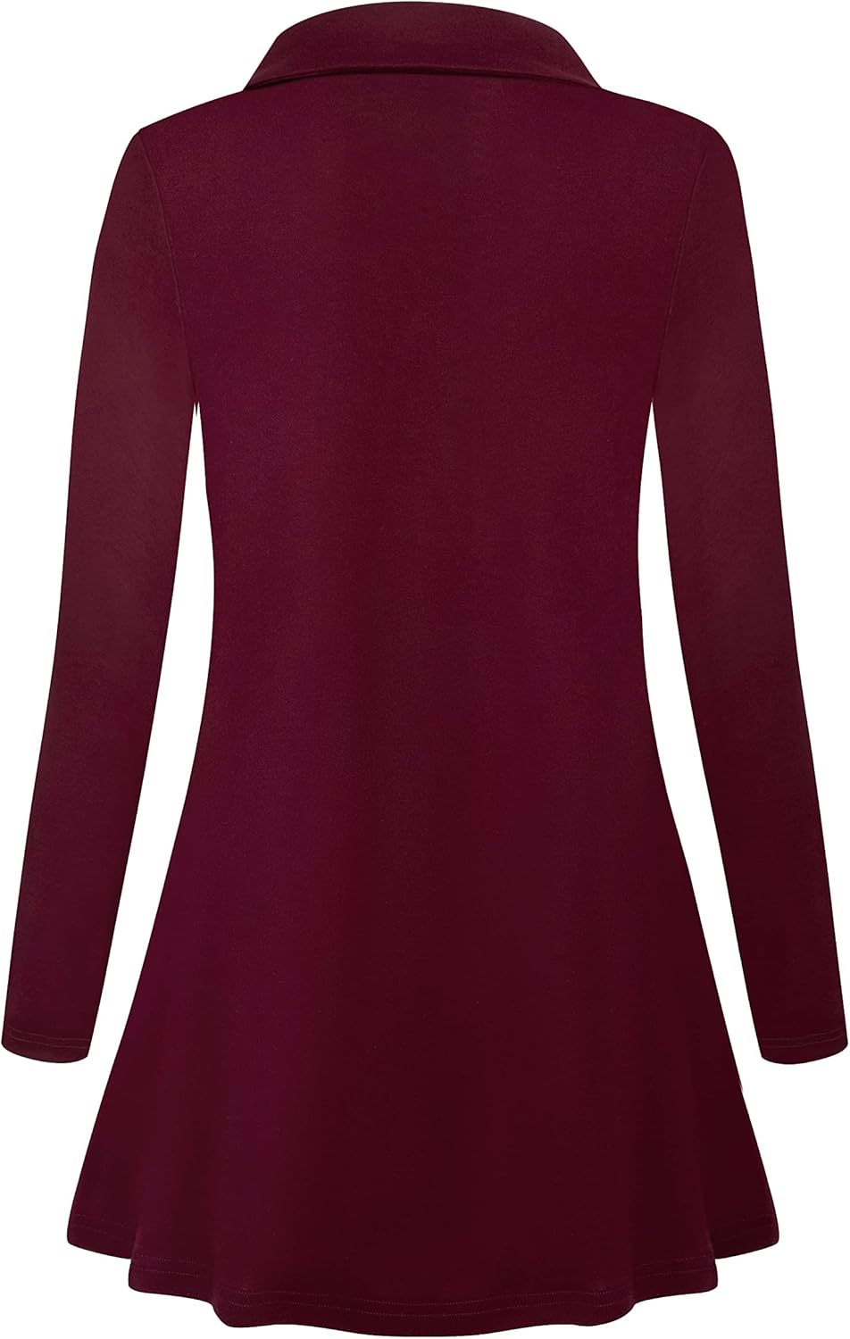 Miusey Womens Zip Up Tunic Sweatshirt Collar Neck Lightweight Long Jacket Cardigans - Image 4