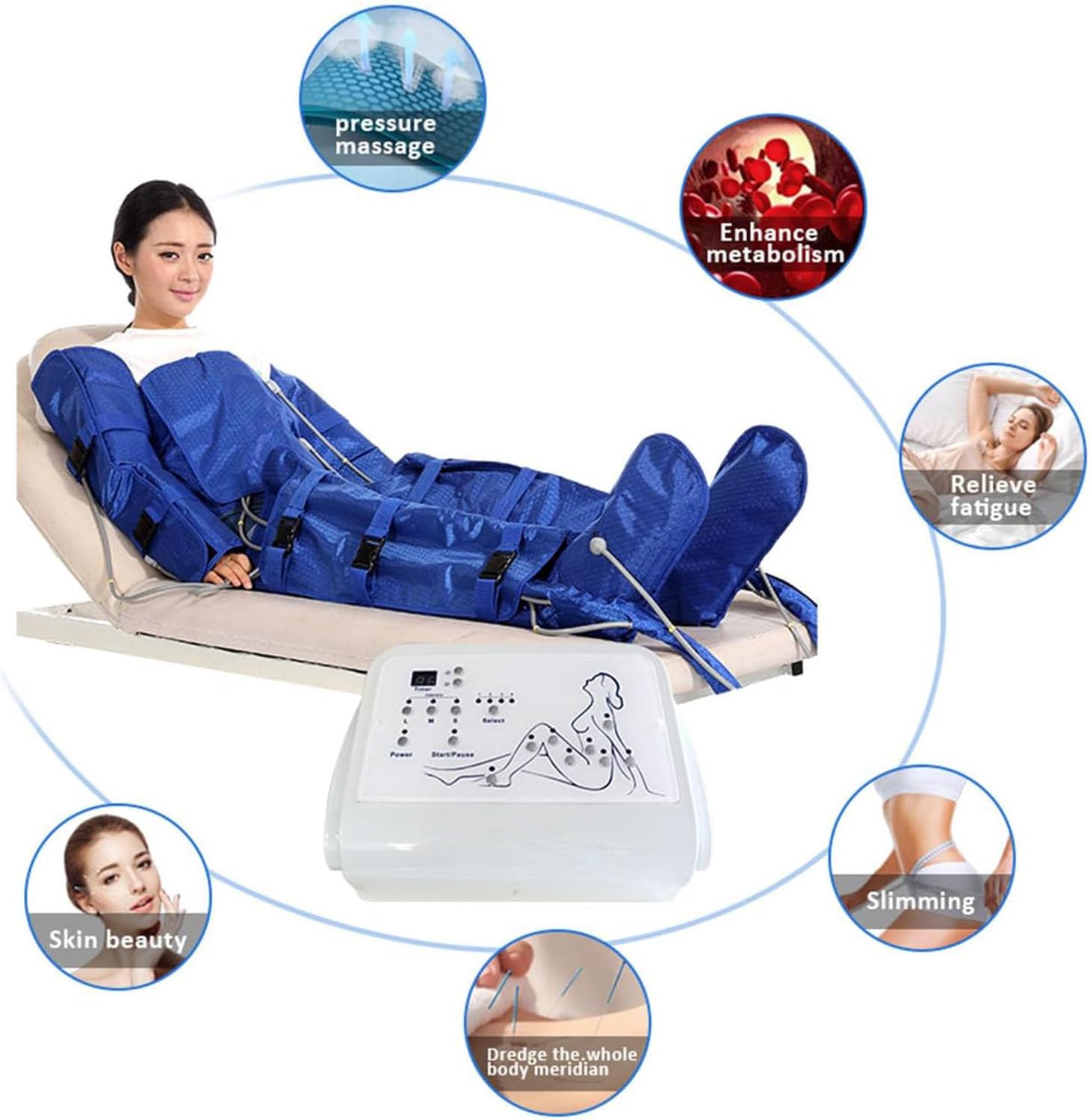 Masajeador de compresión de Aire Profesional para Todo el Cuerpo, Instrumento de Belleza para Adelgazar, máquina de Drenaje linfático por presión de Aire, máquina de presoterapia de Aire. A