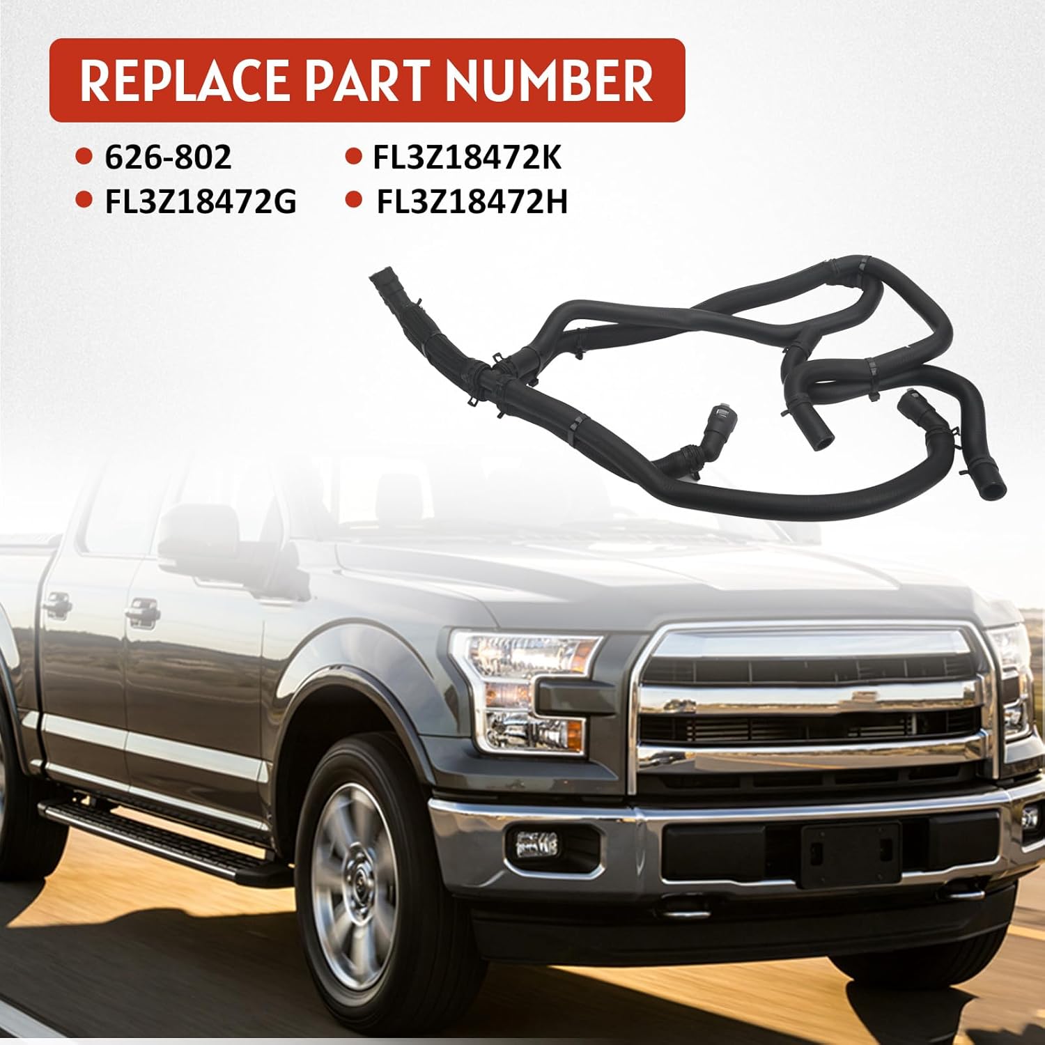 626-802 Engine Heater Hose Assembly Compatible with Ford F150 2015 2016 2017 V8 5.0L Replace# FL3Z18472K FL3Z18472G FL3Z18472H