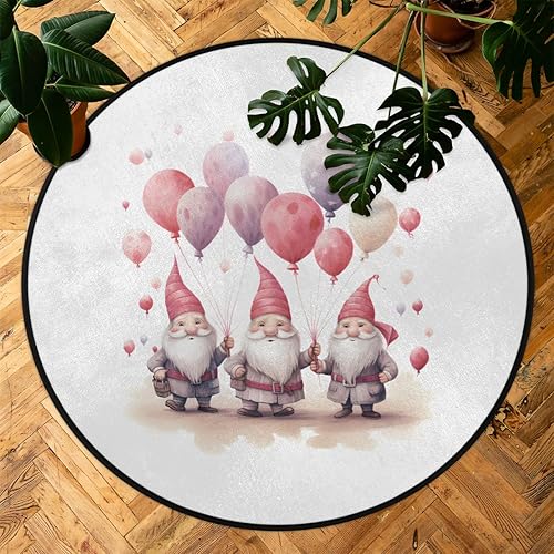 Miniatura 7 de Christmas Scene Cute Santa Gnome (11) Round Area Rug 3ft Machine Washable Circular Rugs for Dining Room Table Bedroom Playroom Throw Rugs for Dog