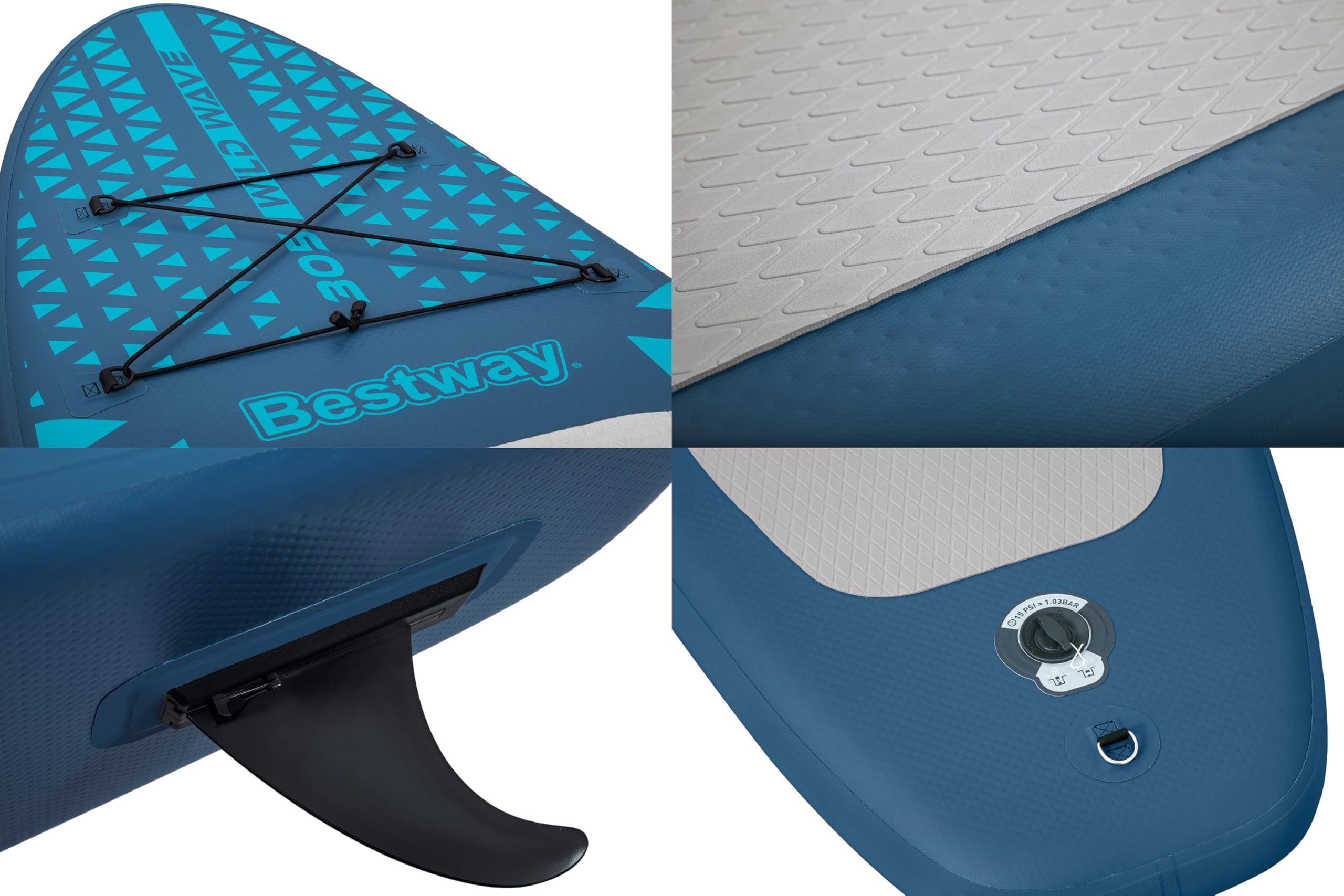 Bestway SUP Allround Board-Set Wildwave 305 x 76 x 12 cm – Aufblasbares Stand Up Paddle Board, SUP Komplettset für Einsteiger mit Paddel, Pumpe & Rucksack