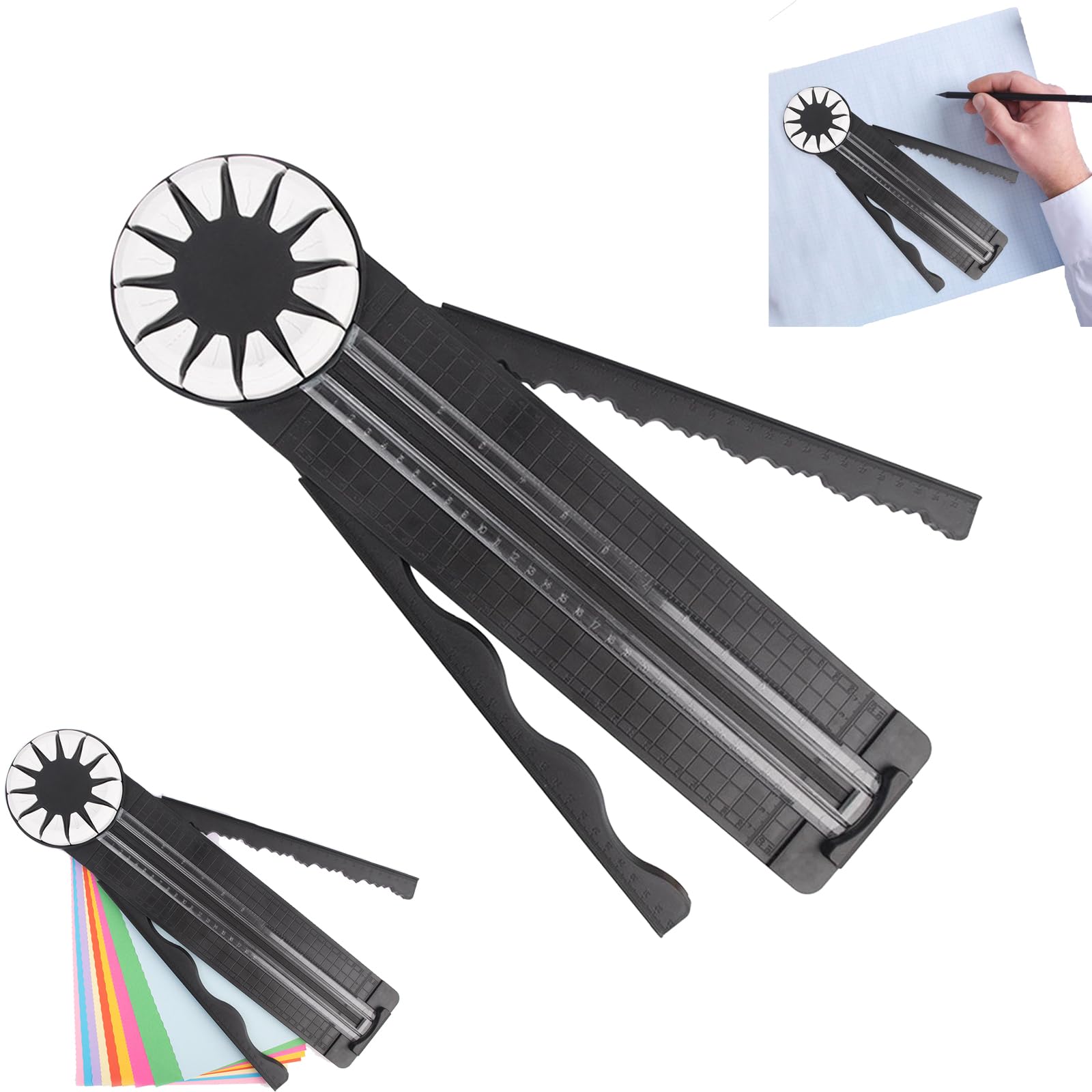 12-in-1 Papierschneider Mit 360° Drehfunktion - Kreative Bastelschere Für Wellen, Zacken & Mehr
