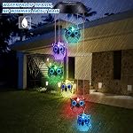 Solar Wind Chimes, Owl LED Solar Powered Wind Chimes Lamp Color Changing Waterproof Garden Chimes with Hook for Outdoor Indoor Patio Yard Deck Grandma Mom
