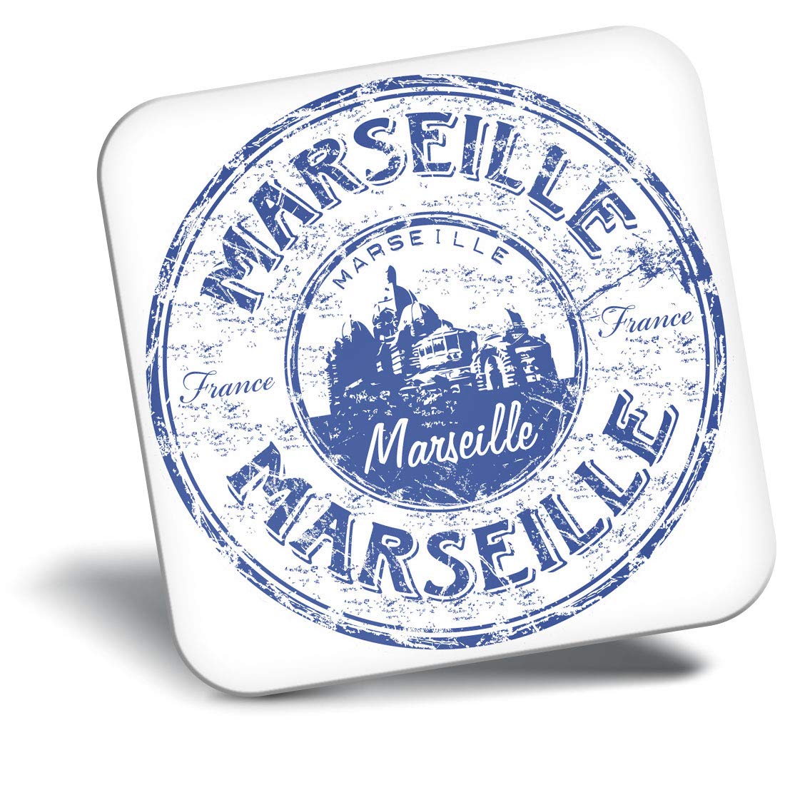 Destination Vinyl Ltd Fridge Magnet - Marseille France Travel Stamp 5913