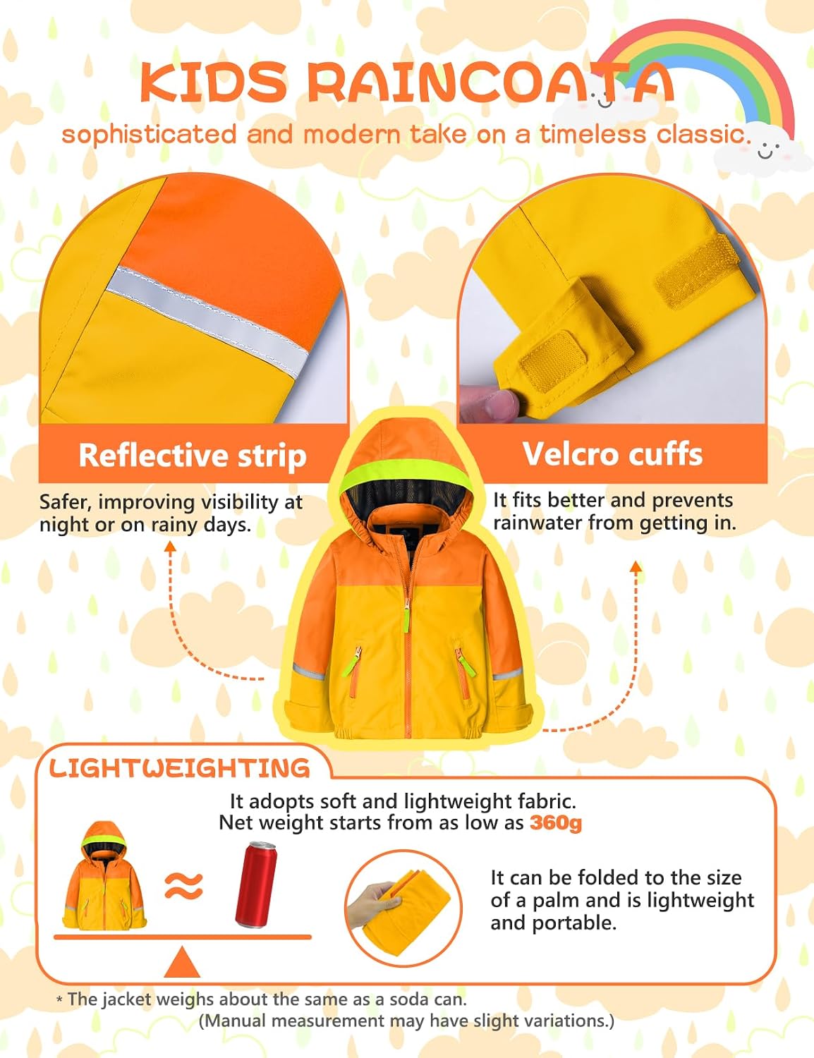GEMYSE Boys Rain Jacket,Water-Repellent Hooded Raincoat Lightweight Windbreaker Rain coat for Boys Kids