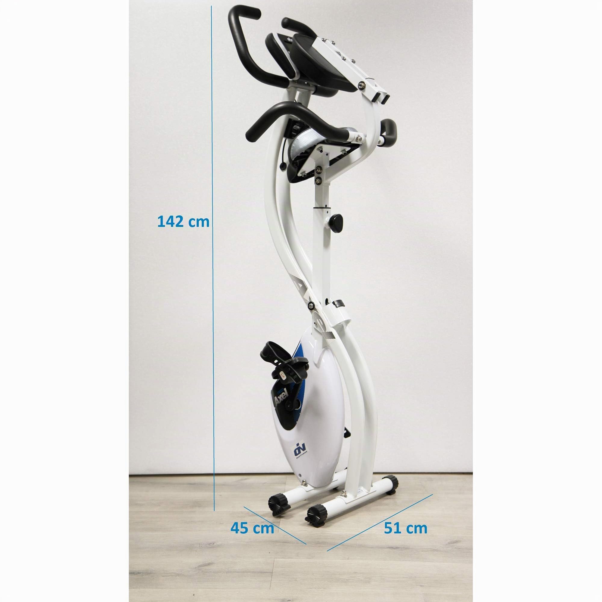 ION Fitness - AXEL Cyclette pieghevole con Schienale - Sella Regolabile e Polivalente - Monitor LCD - 8 Livelli di Resistenza a regolazione manuale - Supporta Fino a 95 kg