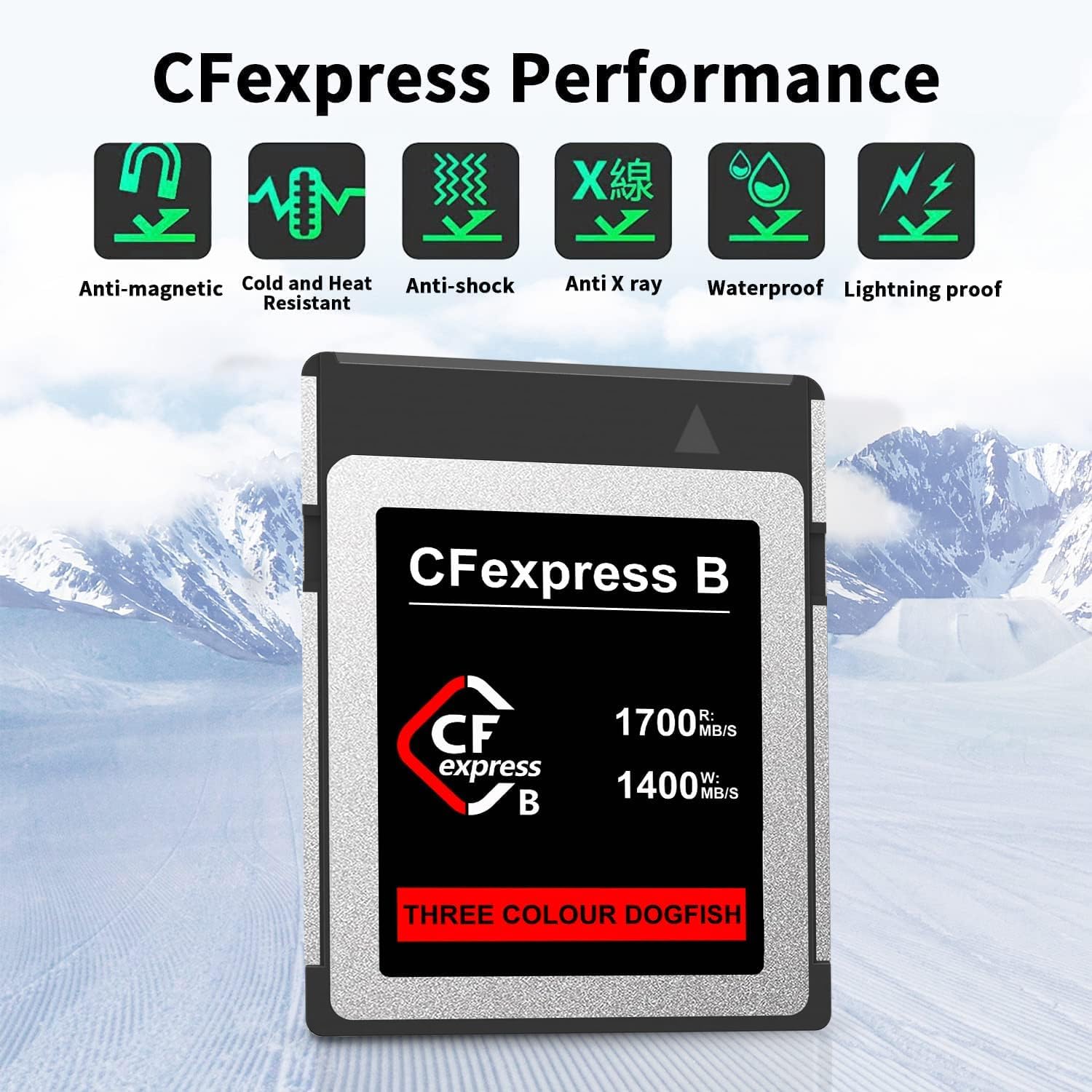Dogfish CFexpress - Scheda di memoria tipo B, 512 GB, fino a 1700 MB/s, per foto e video 8K 4K RAW, per videocamere professionali Nikon, Canon, Panasonic